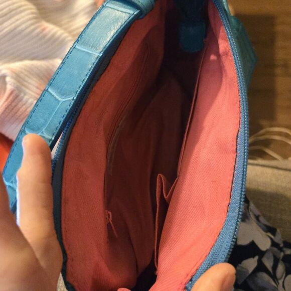 Y2K Elka Handbags Inc Vegan Faux Crocodile Pattern Shoulder Purse 90's VTG - Picture 9 of 12